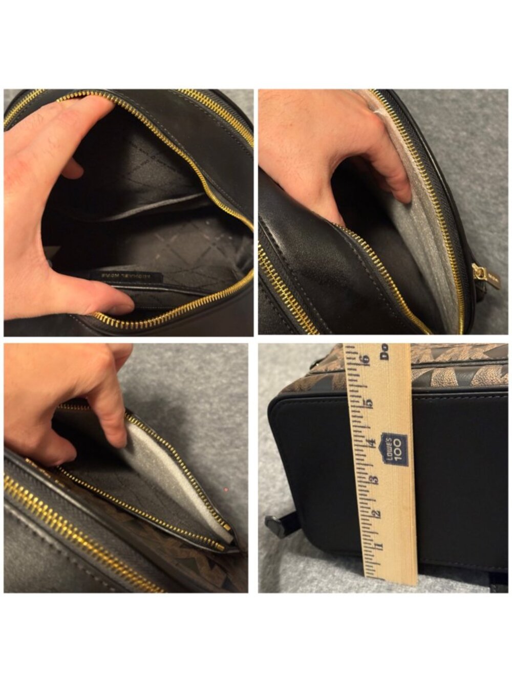 Michael Kors Adina Abbey Med Backpack Pebbled PVC/Leather Blk/Brwn Check Des - Picture 6 of 7